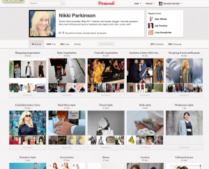 Winner of Best Australian Blog 2011 (Nikki Parkinson) from www.stylingyou.com.au showcases her brand, culture, interests and blog posts (ie Keeping it Real Outfit Posts).  Her Boards also reflect what her followers want – a “real-girl guide to fashion, beauty and life”.