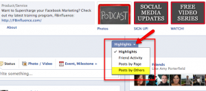 Change this drop down to Post by others to easily reply to everyone who has posted on your Page.
