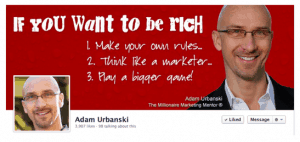 I love what my good friend Adam Urbanski did on his Timeline cover photo - such a great reflect of his brand and message. Adam's Timeline cover photo is a great example of what he teaches and who he is at his core.