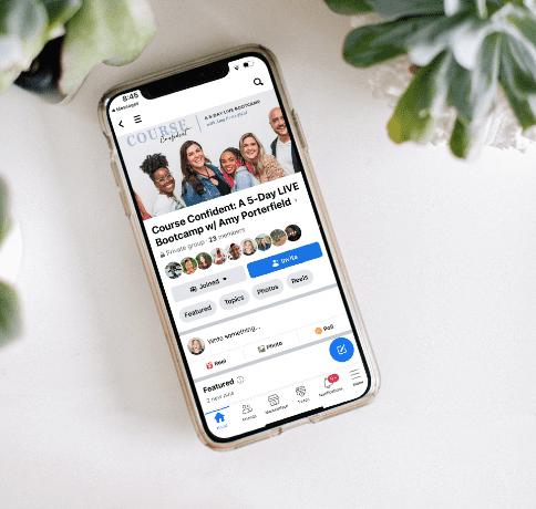 course confident facebook group on phone