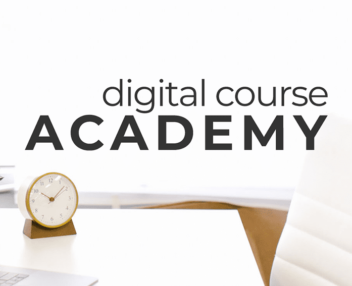digital course academy logo on background with clock