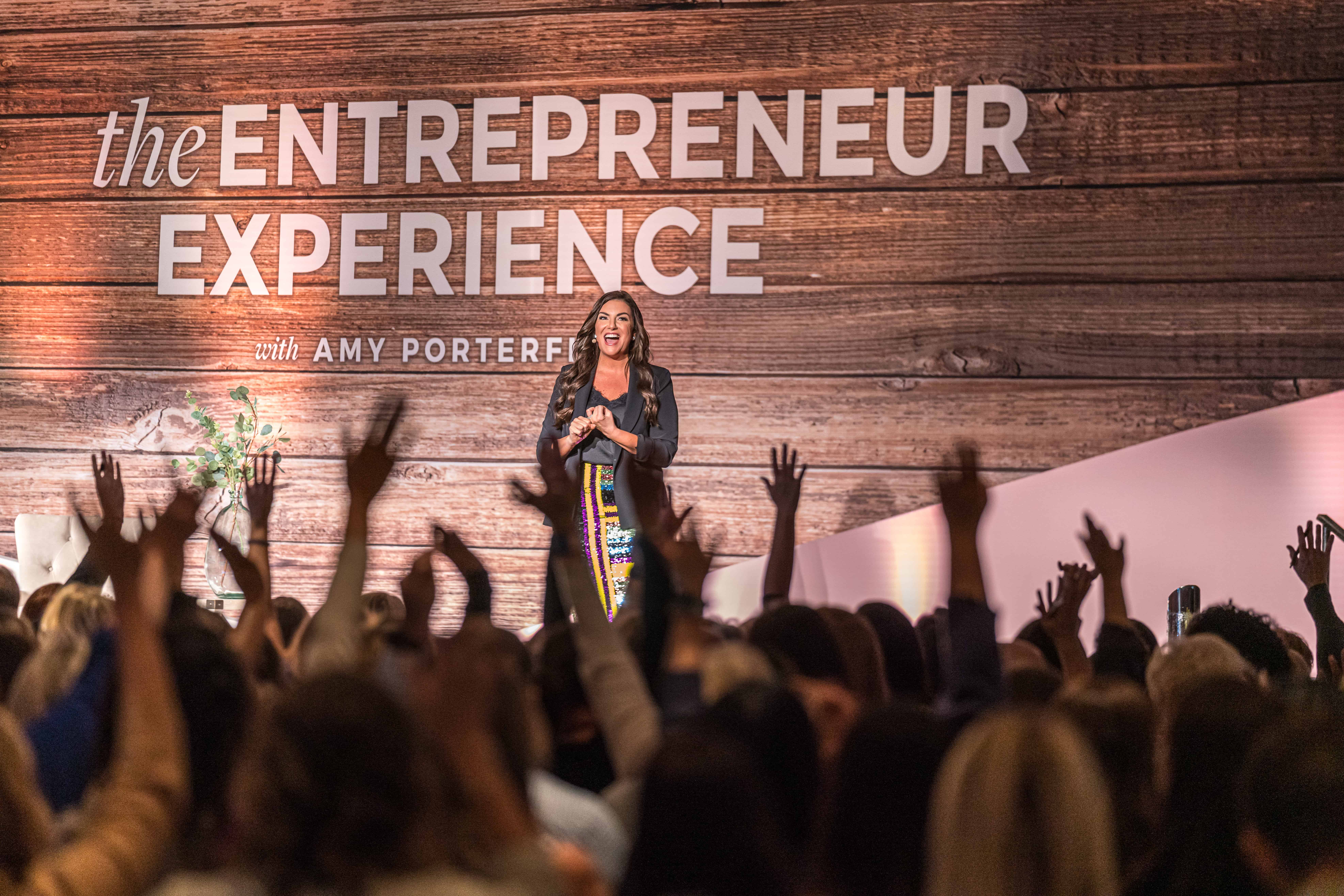 amy porterfield on stage at the entrepreneur experience