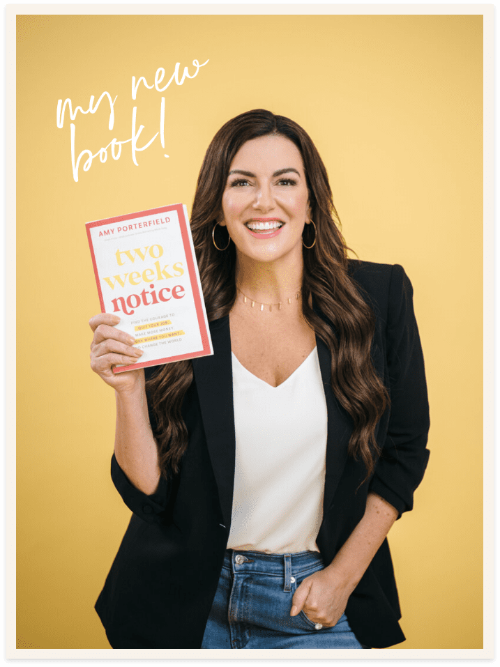 amy porterfield holding her new book two weeks notice