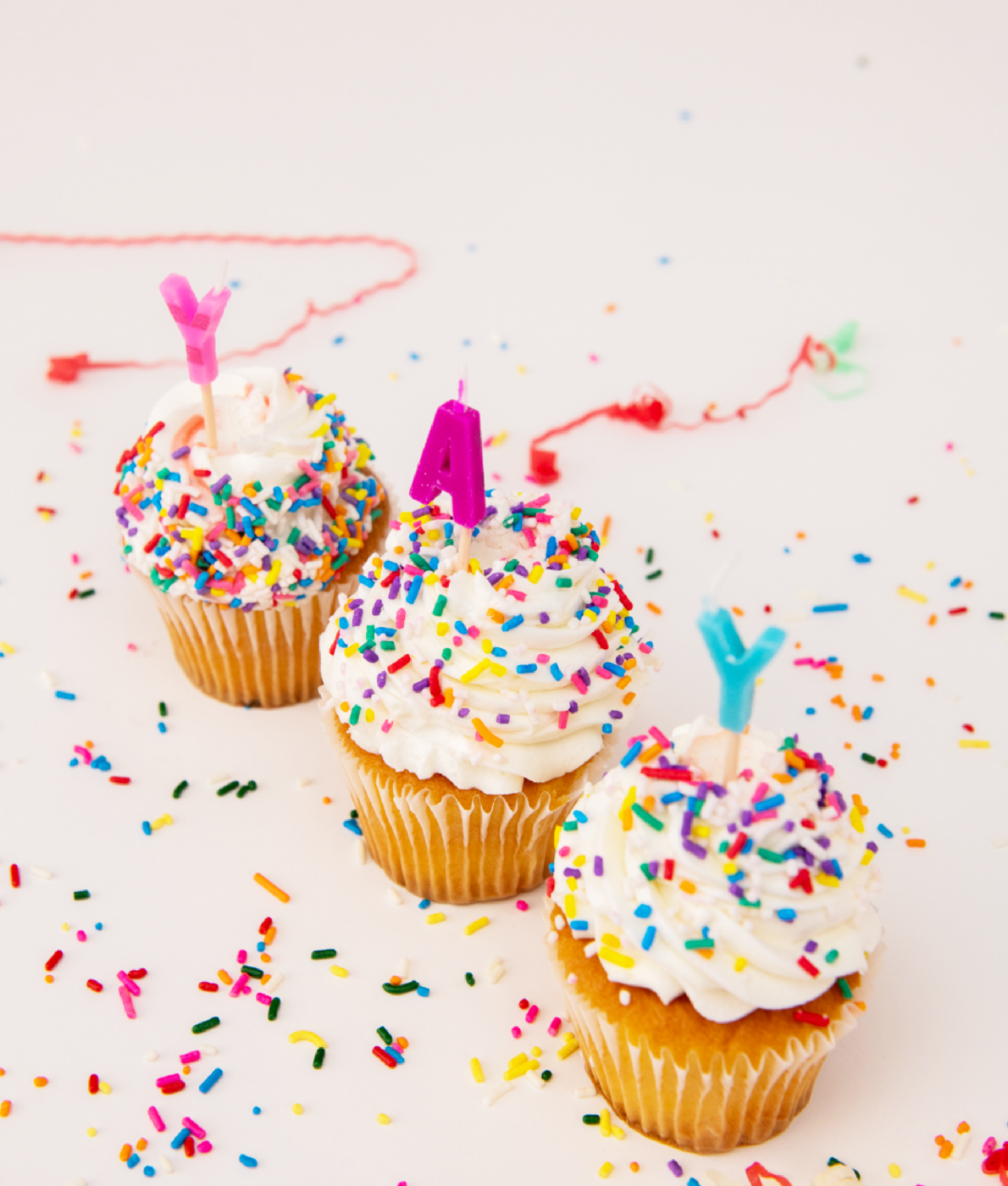 cupcakes with yay candles