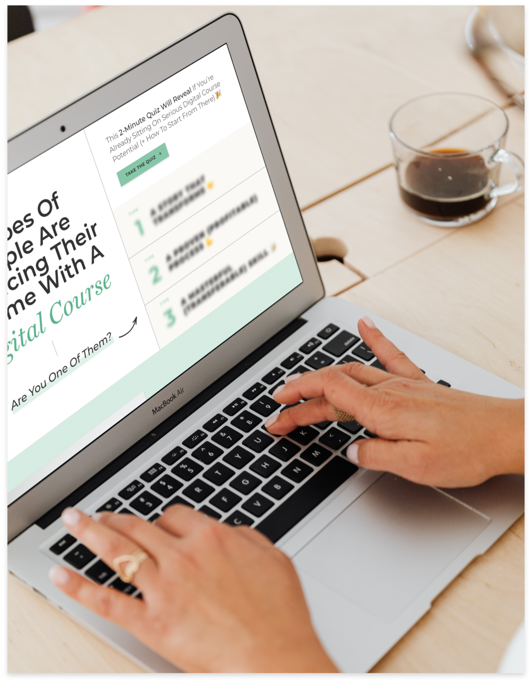 mockup of amy porterfield digital course quiz on macbook
