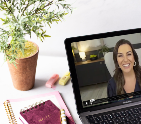 amy porterfield course confident bootcamp replay on laptop