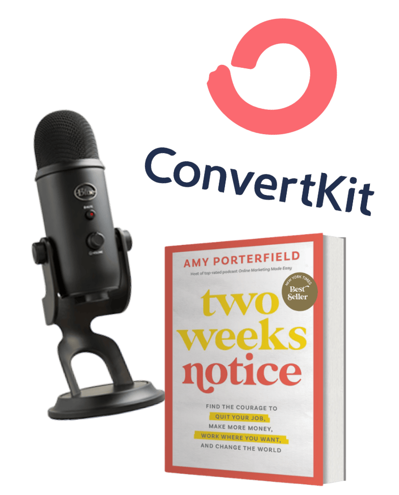 convertkit two weeks notice yeti mic prize