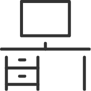 outline of desk and computer icon