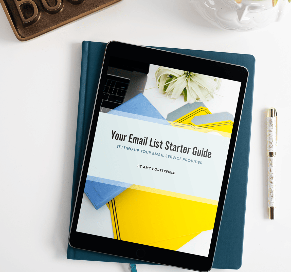 Your email list starter guide mockup on an ipad
